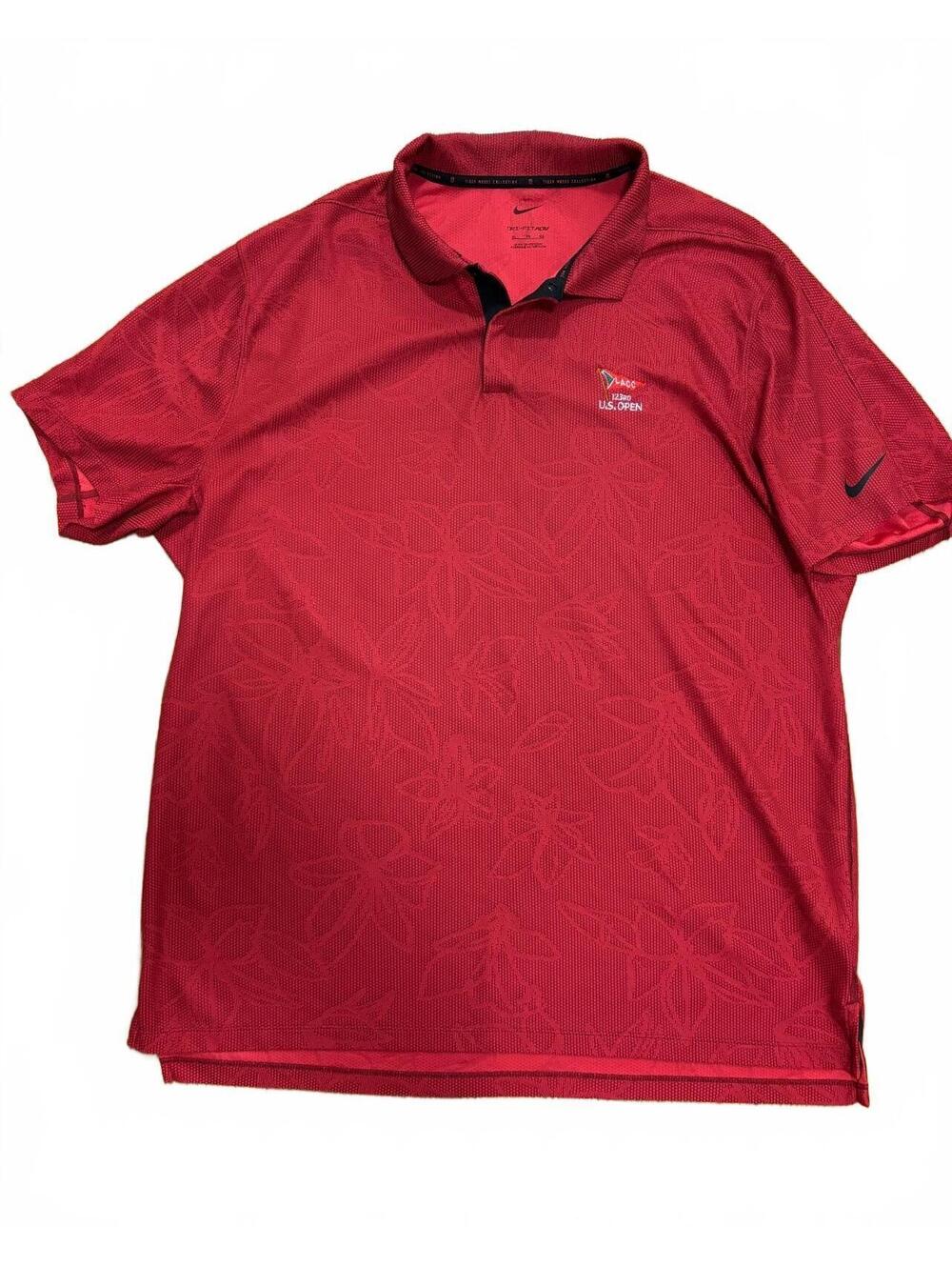 Nike Tiger Woods Collection Red Polo Shirt XL 123rd U.S. Open Dri-FIT ADV